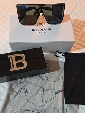 Balmain Wonder Boy Black Frame Blue Gradient Shield Sunglasses